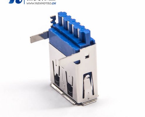USB3.0A母焊线90度直角带90度1U''