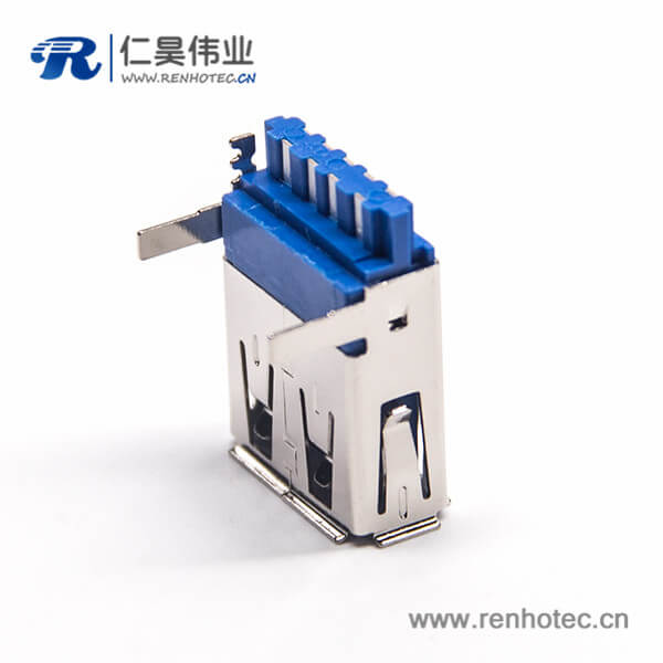 USB3.0A母焊线90度直角带90度1U” USB3.0A母焊线90度直角带90度1U''
