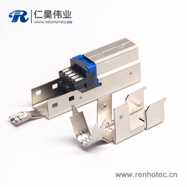 USB3.0B带铁壳短体9p打印设备接头 USB3.0B带铁壳短体9p打印设备接头