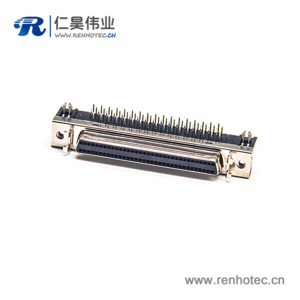 SCSI68芯接插件HPDB型母头弯式插板式PCB板安装 SCSI68芯接插件HPDB型母头弯式插板式PCB板安装