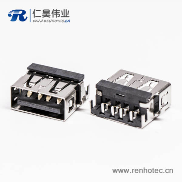 usb母座沉板type a黑色胶芯弯式 usb母座沉板type a黑色胶芯弯式