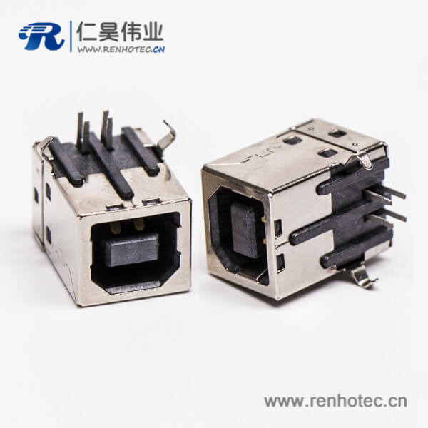 usb type b母座封装弯式DIP插PCB板 usb type b母座封装弯式DIP插PCB板