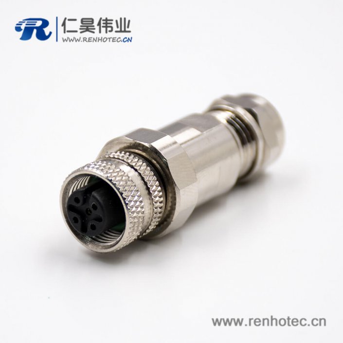 M12传感器插座5芯A扣母头直式接线螺丝锁线带屏蔽组装接头接插件 M12传感器插座5芯A扣母头直式接线螺丝锁线带屏蔽组装接头接插件