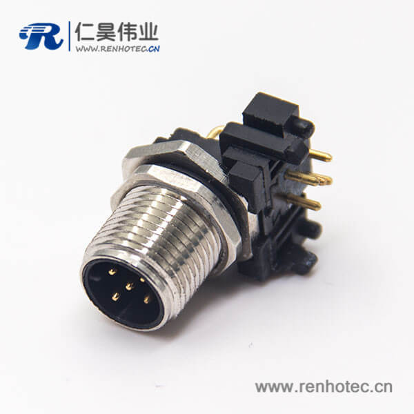 以太网连接m12公头插座穿墙防水5针弯脚插板传感器 以太网连接m12公头插座穿墙防水5针弯脚插板传感器