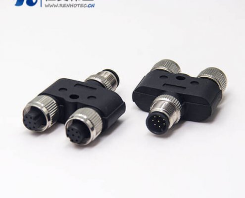 m12螺纹转接头一公转两母8pinY型