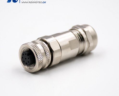 M128芯接插件A扣母头直式带屏蔽接线螺丝锁线组装接头传感器