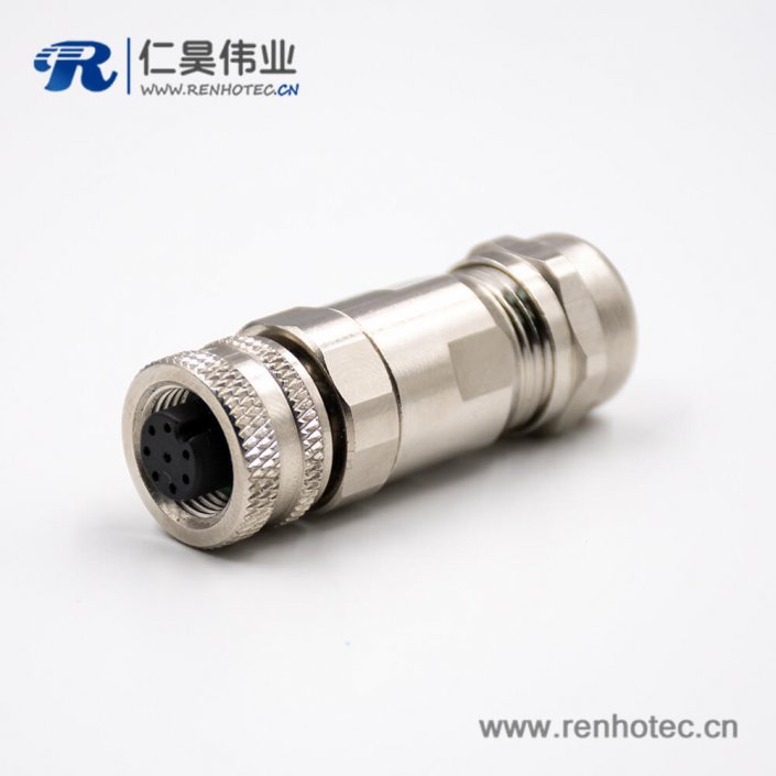 M128芯接插件A扣母头直式带屏蔽接线螺丝锁线组装接头传感器 M128芯接插件A扣母头直式带屏蔽接线螺丝锁线组装接头传感器