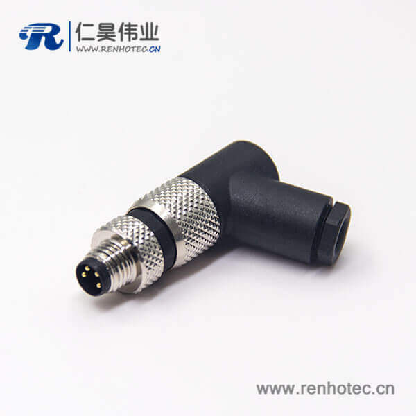 m8公头弯式4pin插座塑胶外壳组装式锁接式航空接插件 m8公头弯式4pin插座塑胶外壳组装式锁接式航空接插件