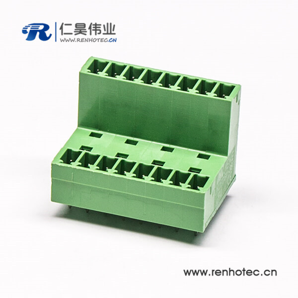 插拔式双排16芯接线端子直式穿孔接线对接式绿色端子