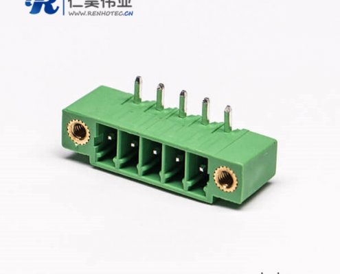 PCB四芯弯式面板安装绿色接线端子2孔法兰式接线端子排绿色