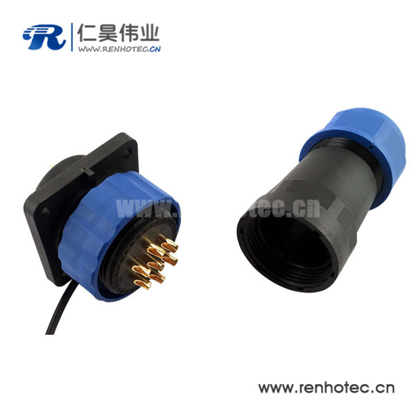 IP68防水航空插头插座 SP29 4孔法兰插座直插头 10芯 IP68防水航空插头插座 SP29 4孔法兰插座直插头 10芯